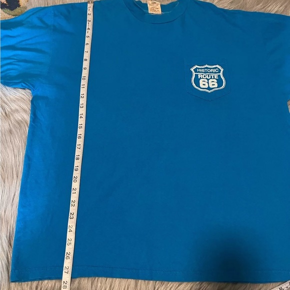 Vintage 1994 Get Your Kicks Route 66 Blue White Tourist Pocket T Shirt - Picture 13 of 14